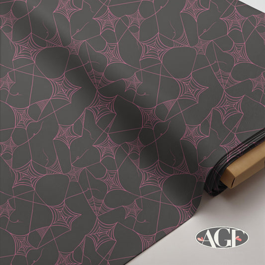 Spiderweb Fabric: Black & Pink Halloween Quilting Cotton by Art Gallery Fabrics Sweet n Spookier