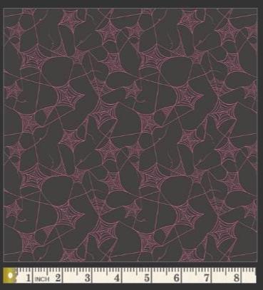Spiderweb Fabric: Black & Pink Halloween Quilting Cotton by Art Gallery Fabrics Sweet n Spookier