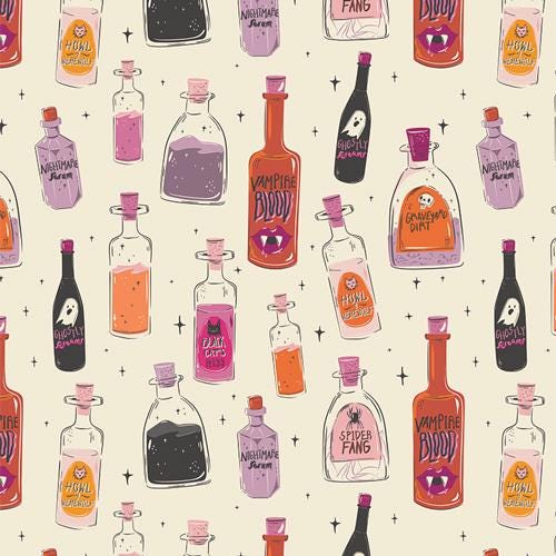 Halloween Potion Bottle Fabric: Sweet n Spookier Cotton Quilting Fabric Art Gallery