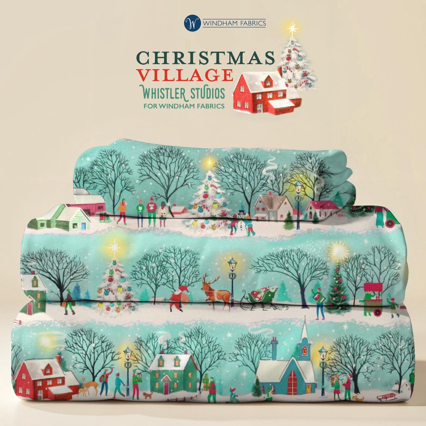 Christmas Village, Festive Village by Whistler Studio for Windham Fabrics