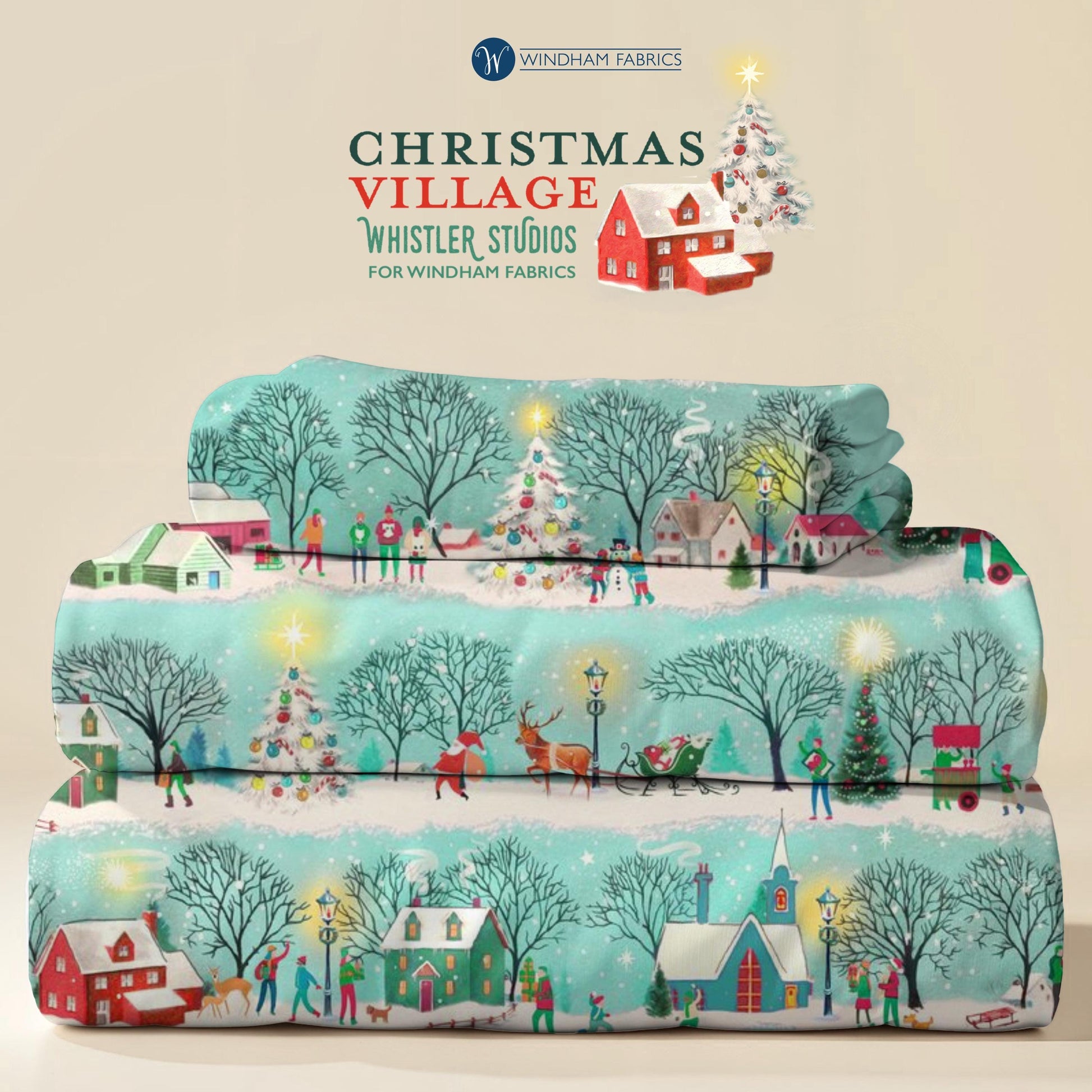 Christmas Village, Festive Village by Whistler Studio for Windham Fabrics