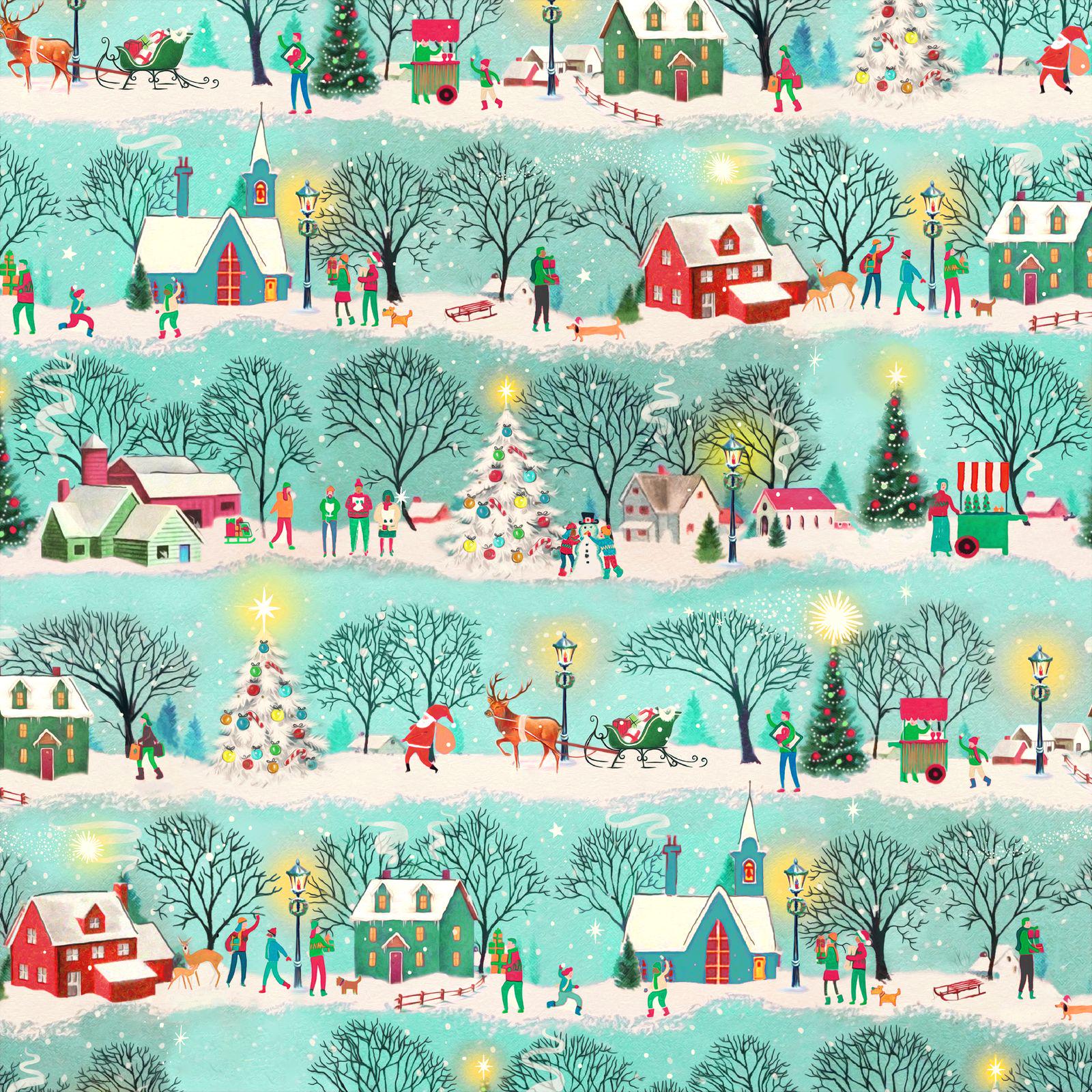 Christmas Village, Festive Village by Whistler Studio for Windham Fabrics