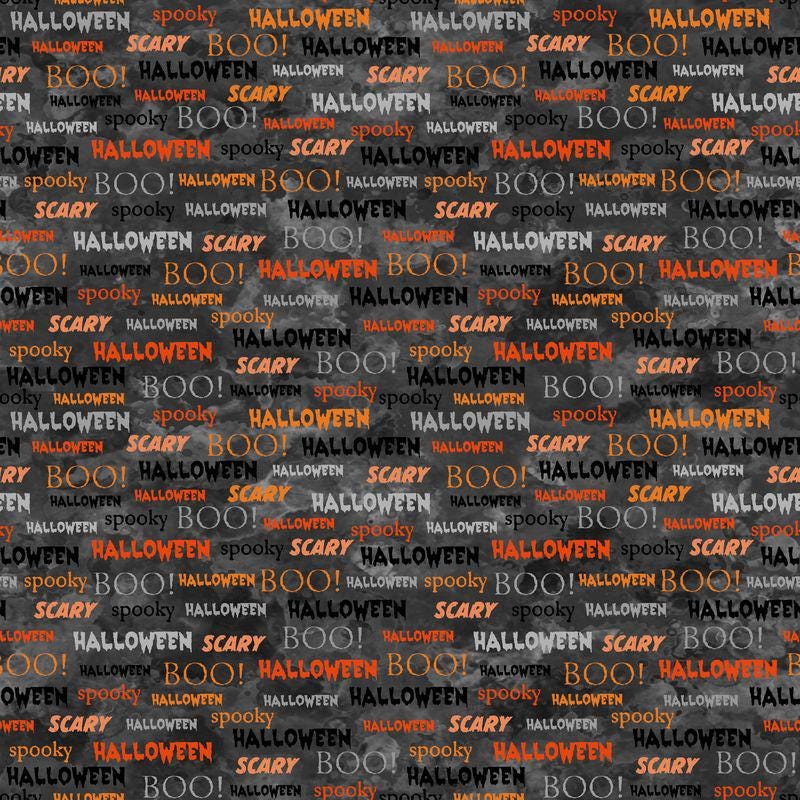 Full Moon Halloween Fabric by Whistler Studios | Spooky Words Print | Windham Fabrics