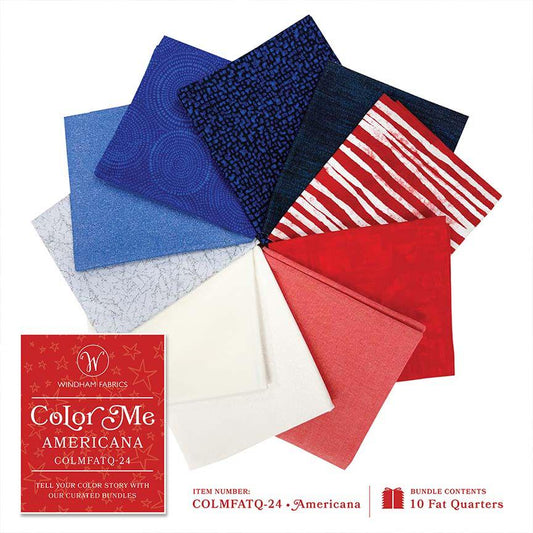 Americana Fat Quarter Curated Bundle, Color Me Bundle, Windham Fabrics Red White Blue, Patriotic Fabric, July 4th Crafts, USA Quilt Fabric