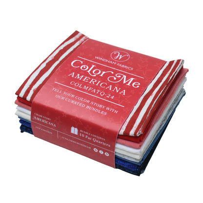 Americana Fat Quarter Curated Bundle, Color Me Bundle, Windham Fabrics Red White Blue, Patriotic Fabric, July 4th Crafts, USA Quilt Fabric