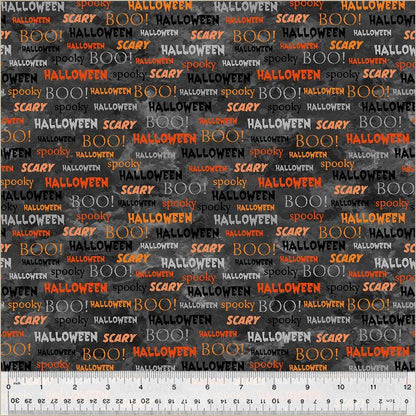 Full Moon Halloween Fabric by Whistler Studios | Spooky Words Print | Windham Fabrics