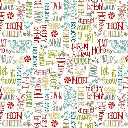Season's Greetings, A Very Terri Christmas by Terri Degenkolb for Windham Fabrics, Quilting Cotton, Christmas Fabric, Ivory Backbround