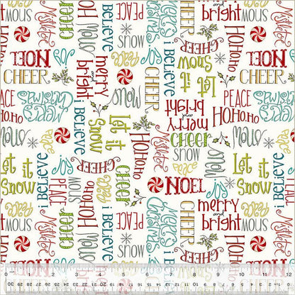 Season's Greetings, A Very Terri Christmas by Terri Degenkolb for Windham Fabrics, Quilting Cotton, Christmas Fabric, Ivory Backbround
