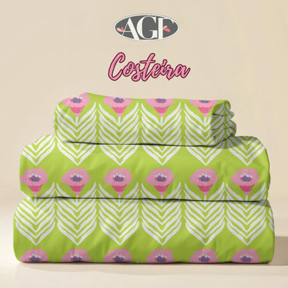 Costeira by Art Gallery Fabrics | Pink Floral on Lime Green Quilting Cotton | Modern Bright, Caminhos de Roselha