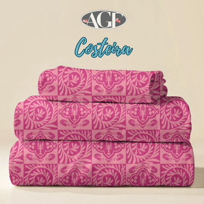 Costeira Pink Tile Fabric, Art Gallery Fabrics, Coastal Medallion Block Print, Quilting Cotton by AGF Studio Fabric, Azulejos Rosados