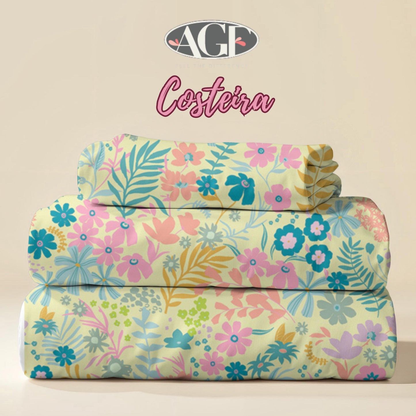 AGF Costeira Floral Cotton Fabric, Art Gallery Fabrics Coastal Botanical Print, Pastel Yellow Quilting Cotton, Brisa De Flores