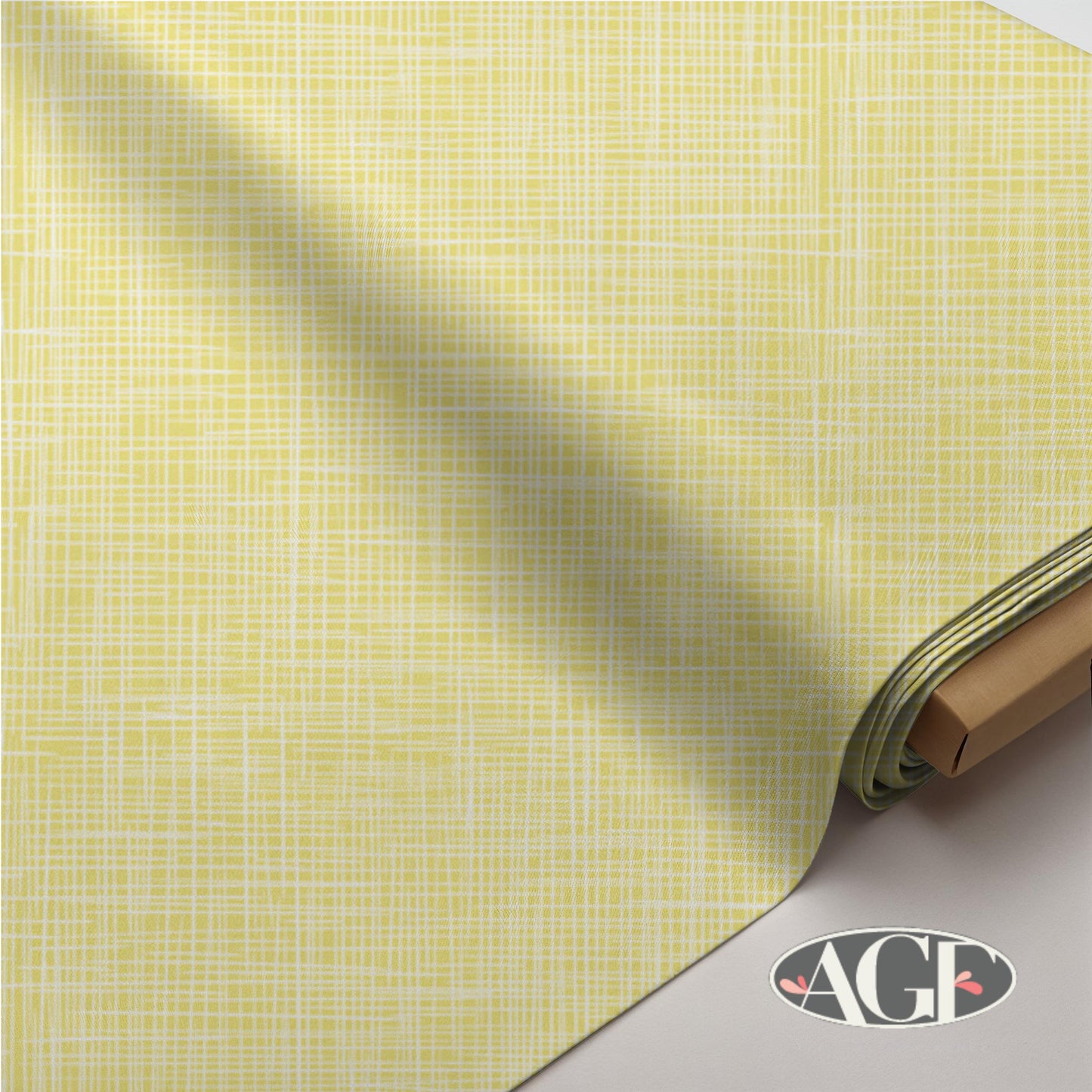 Costeira Sunshine Plaid, Yellow Grid Texture Print by AGF, Modern Coastal Quilting Cotton, Port Weave Sol