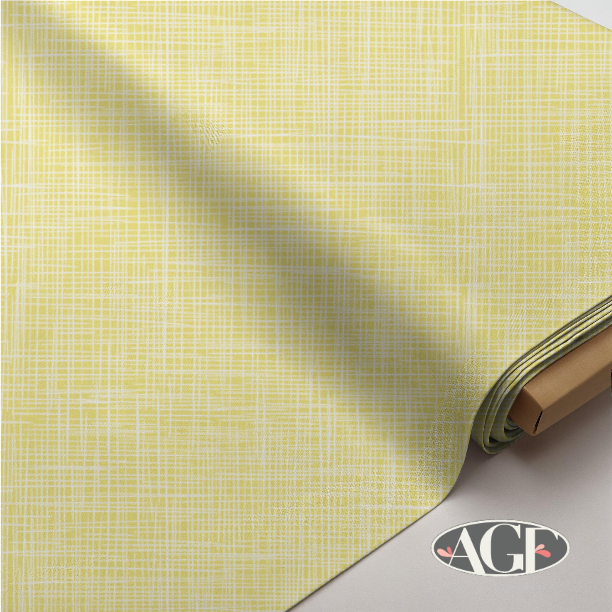 Costeira Sunshine Plaid, Yellow Grid Texture Print by AGF, Modern Coastal Quilting Cotton, Port Weave Sol