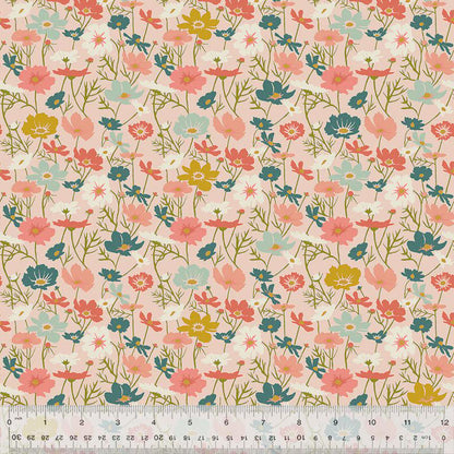 Lush Life Wildflowers on Pale Pink – Jennifer Moore for Windham Fabrics | Organic Cotton Floral Print | Soft Pink Garden Quilting Fabric