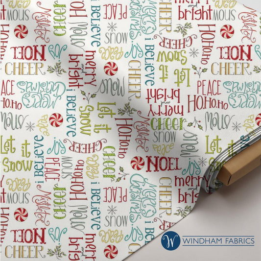 Season's Greetings, A Very Terri Christmas by Terri Degenkolb for Windham Fabrics, Quilting Cotton, Christmas Fabric, Ivory Backbround