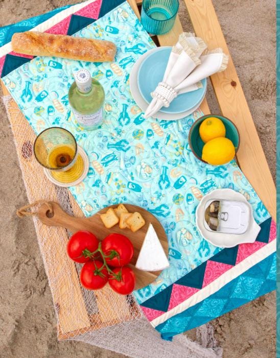 Costeira Fabric by AGF, Coastal Canned Fish Print, Ocean Theme Cotton, Fat Quarter or Yardage, Nautical Quilting Fabric, Mar de Sardinhas