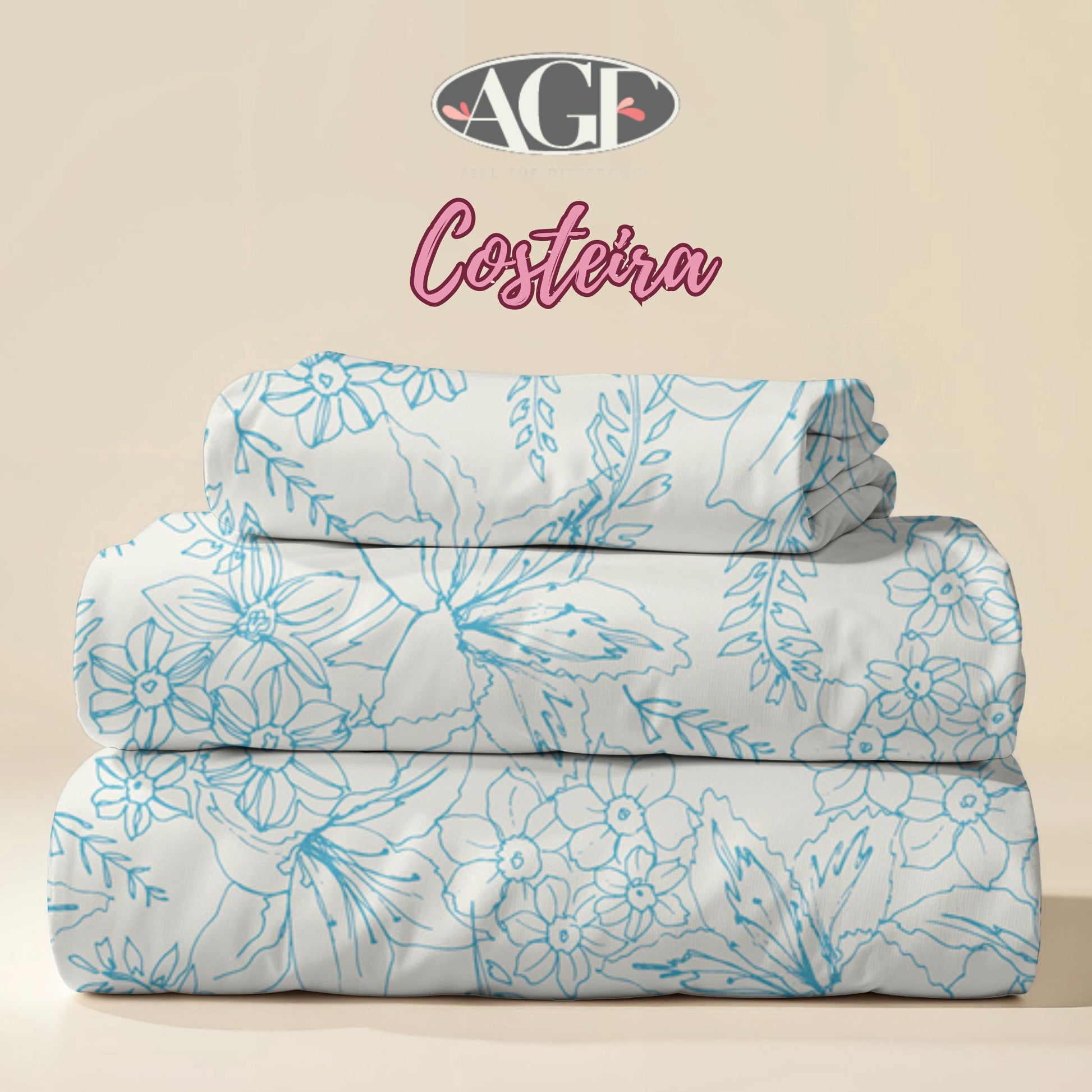 Coastal Blue Floral Fabric, Costeira Collection by AGF, Ocean-Inspired Fabric, Modern Nautical Floral, Natural Bouquet Madeira
