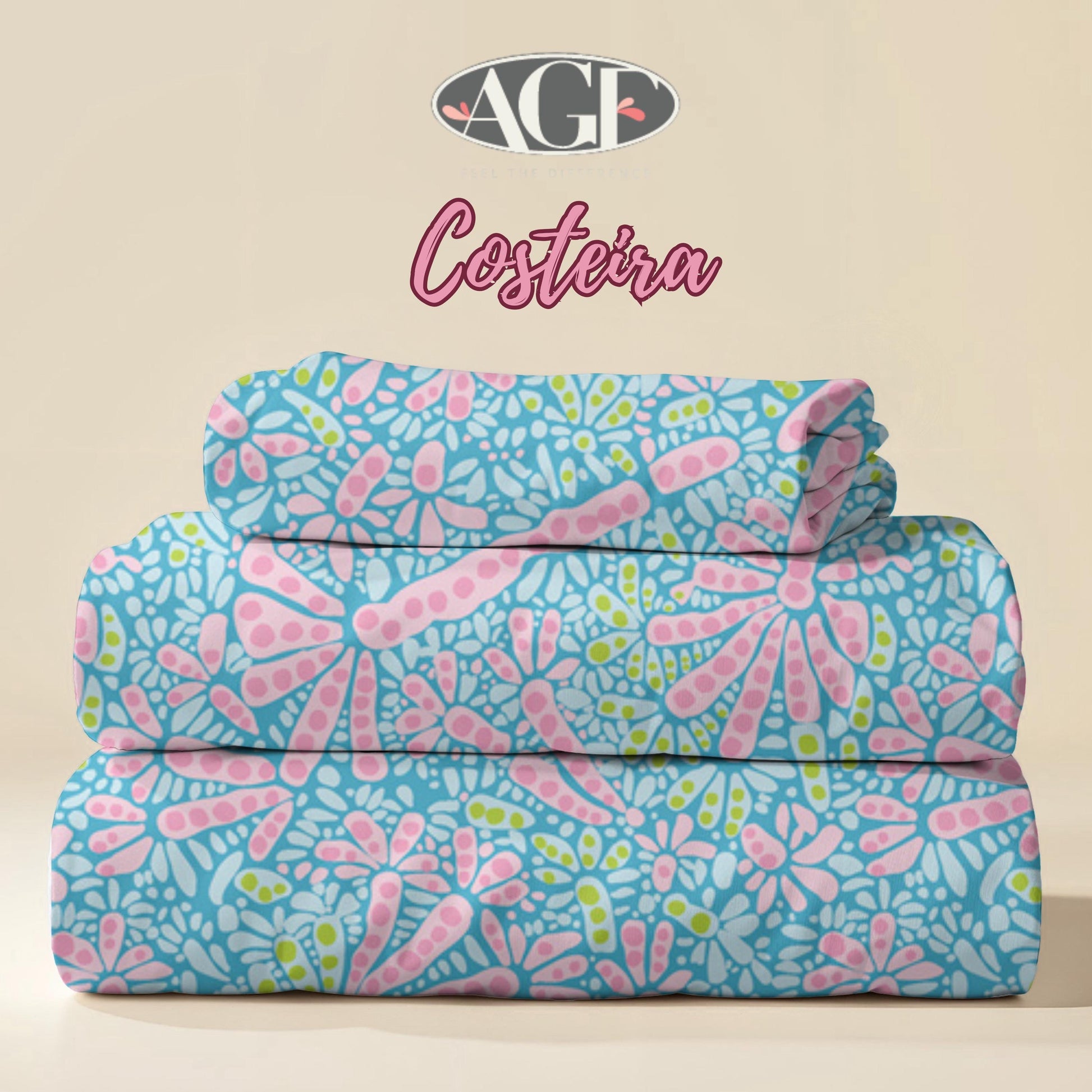 Art Gallery Costeira Fabric, Coastal Abstract Coral Motif on Blue, Ocean Batik Style Quilting Cotton, Belos Corais Azuis