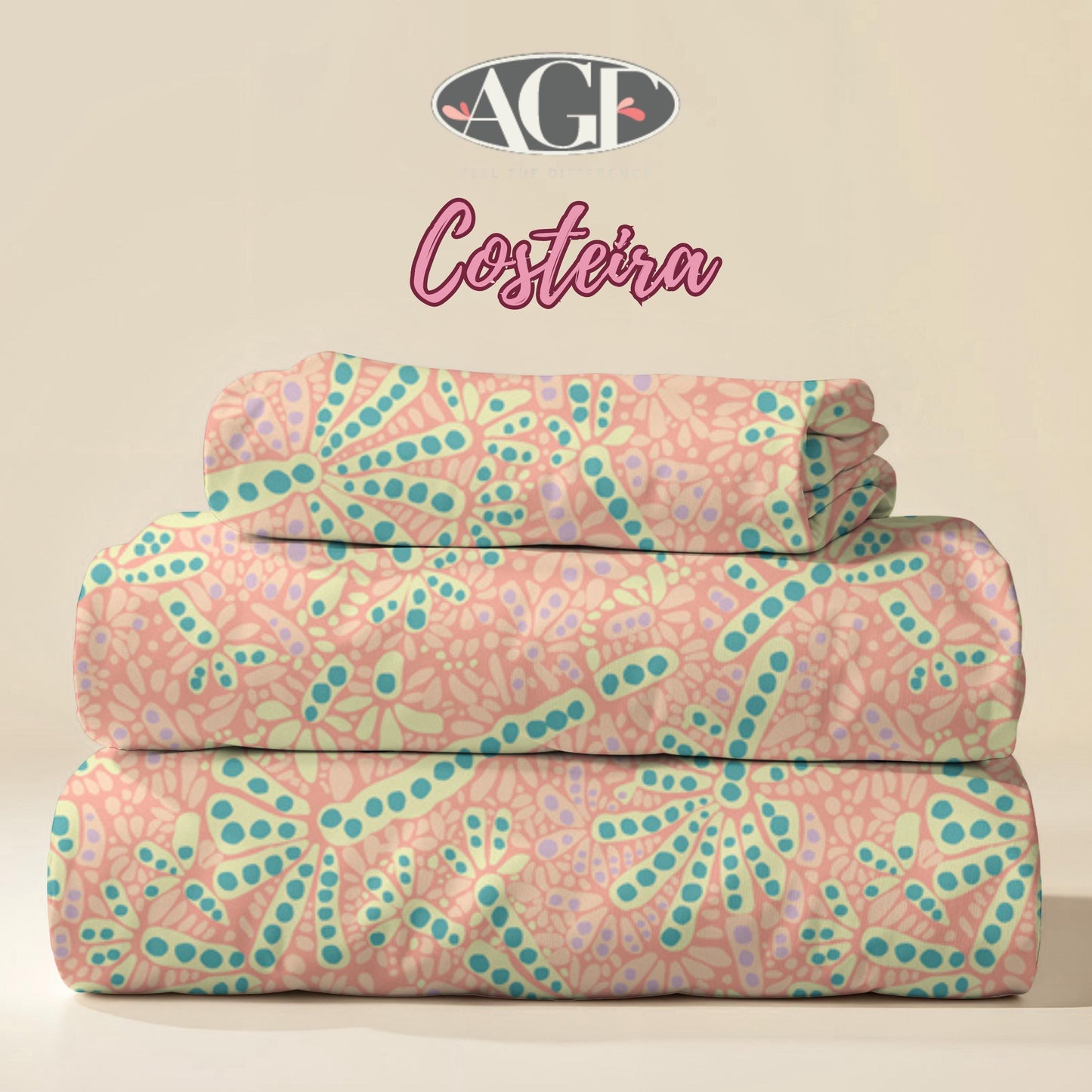 Costeira Sea Fan Coral | Art Gallery Fabrics Coastal Collection | Pink Peach Aqua Batik Dot | Quilting Cotton | Belos Corais Rosa