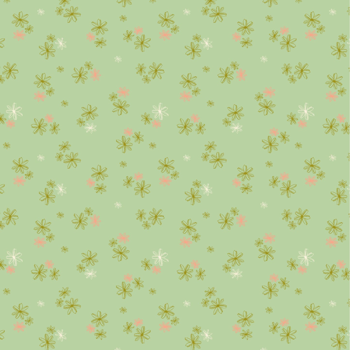 Lush Life Tiny Blooms on Mint – Jennifer Moore for Windham Fabrics | Organic Cotton Floral Fabric | Green Pink Small Flower Quilting Cotton