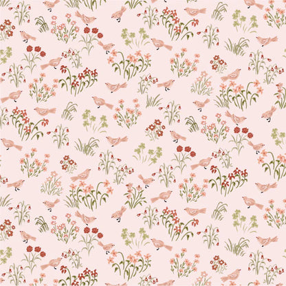 My Darling Deer - Wanderings Little Bird Blush Fabric – Poppie Cotton Pink Birds and Wildflowers - Ships January 2026
