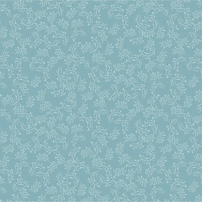 My Darling Deer - Wanderings Sky Blue Leaf Fabric – Poppie Cotton Light Blue Swirl Vine Print  - Ships January 2026